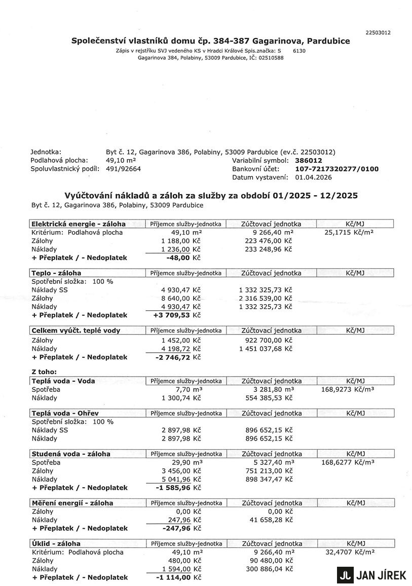 Byt 2+1 Gagarinova 386