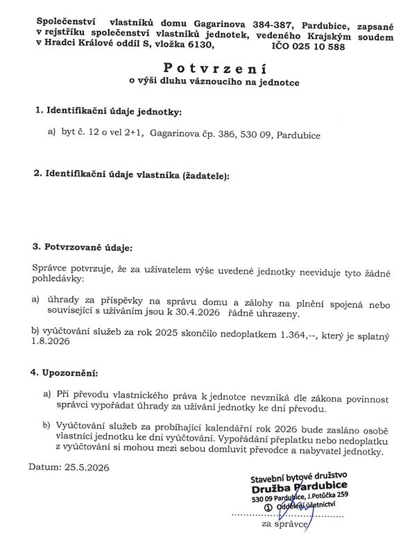 Byt 2+1 Gagarinova 386